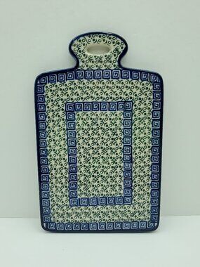 Polish Pottery Greek Key Trivet Cheese Board Cutting Board Charcuterie Tray